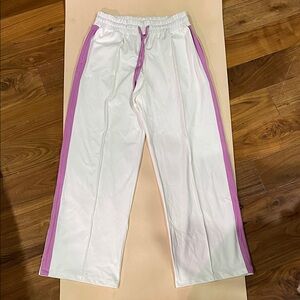 Women’s Daily Practice Anthropologie White and Pink Track Pants small nwt